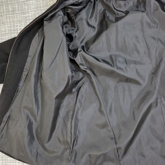 London Fog Hooded Stadium Jacket Wool Blend Women's XXL Lined Black Full Zip - Picture 13 of 14